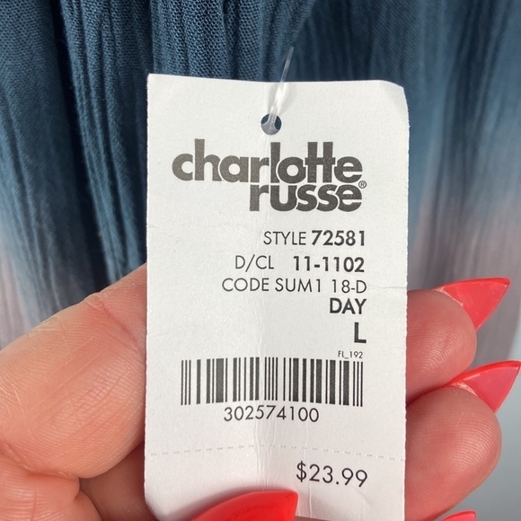 Charlotte Russe Off the Shoulder Ombré Blouse with Faux Wrap Front - Picture 5 of 8